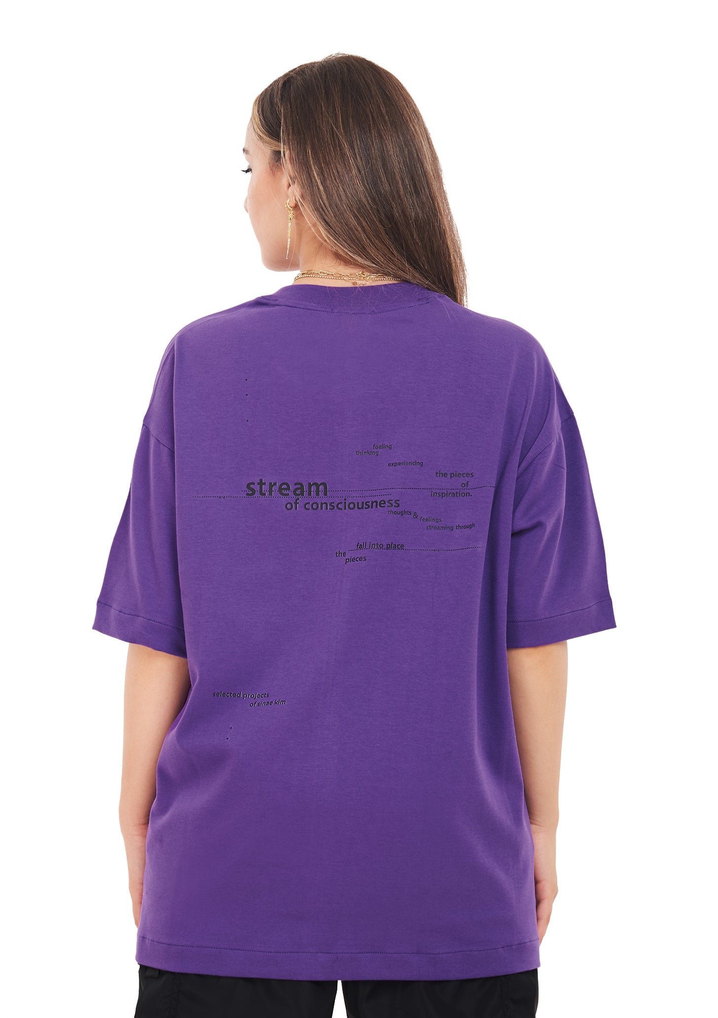Words tee Oversized printed Purple T-shirt for Her